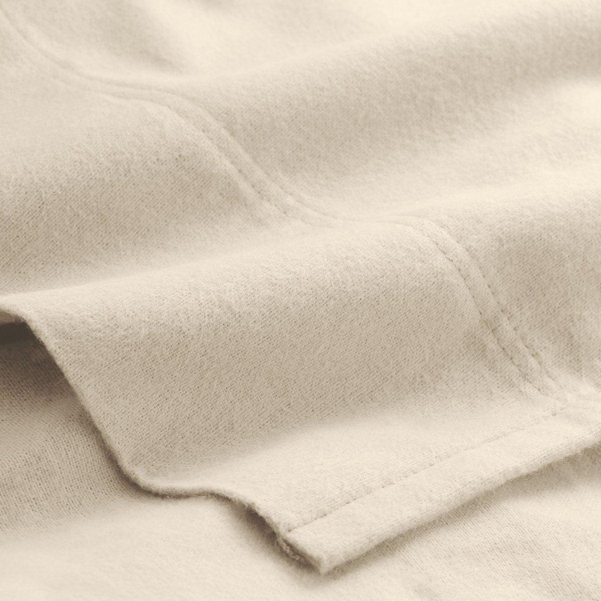Close-up of organic flannel top sheet