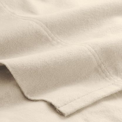 Close-up of organic flannel top sheet