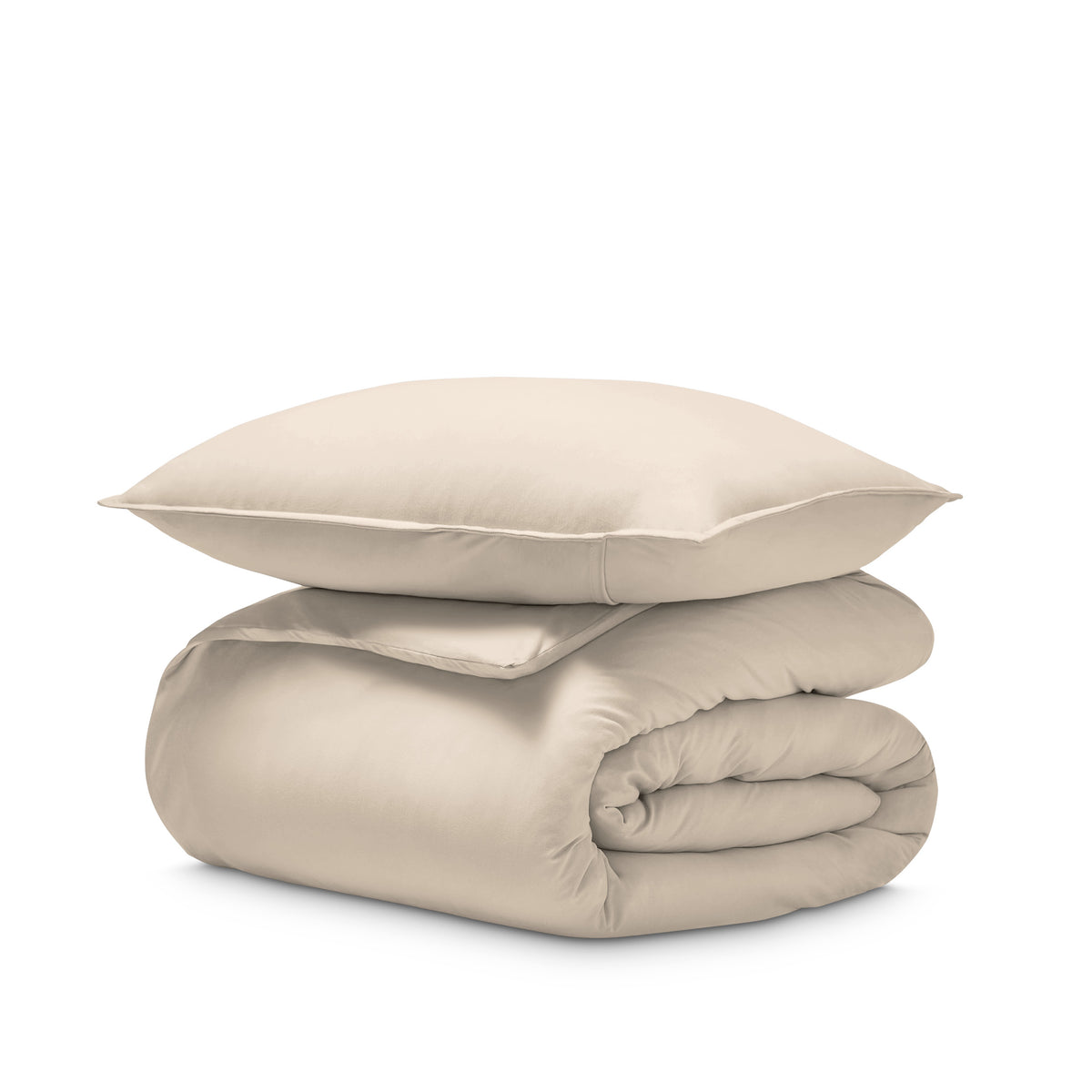 Jersey duvet and pillow sham on a white background