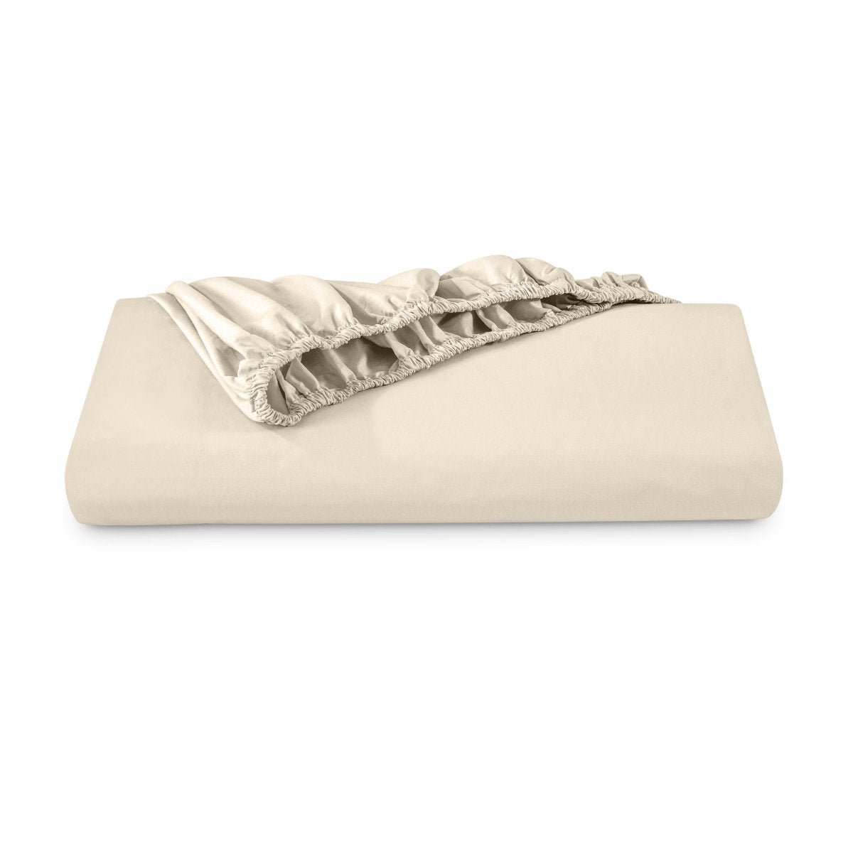 Organic percale fitted sheet folded