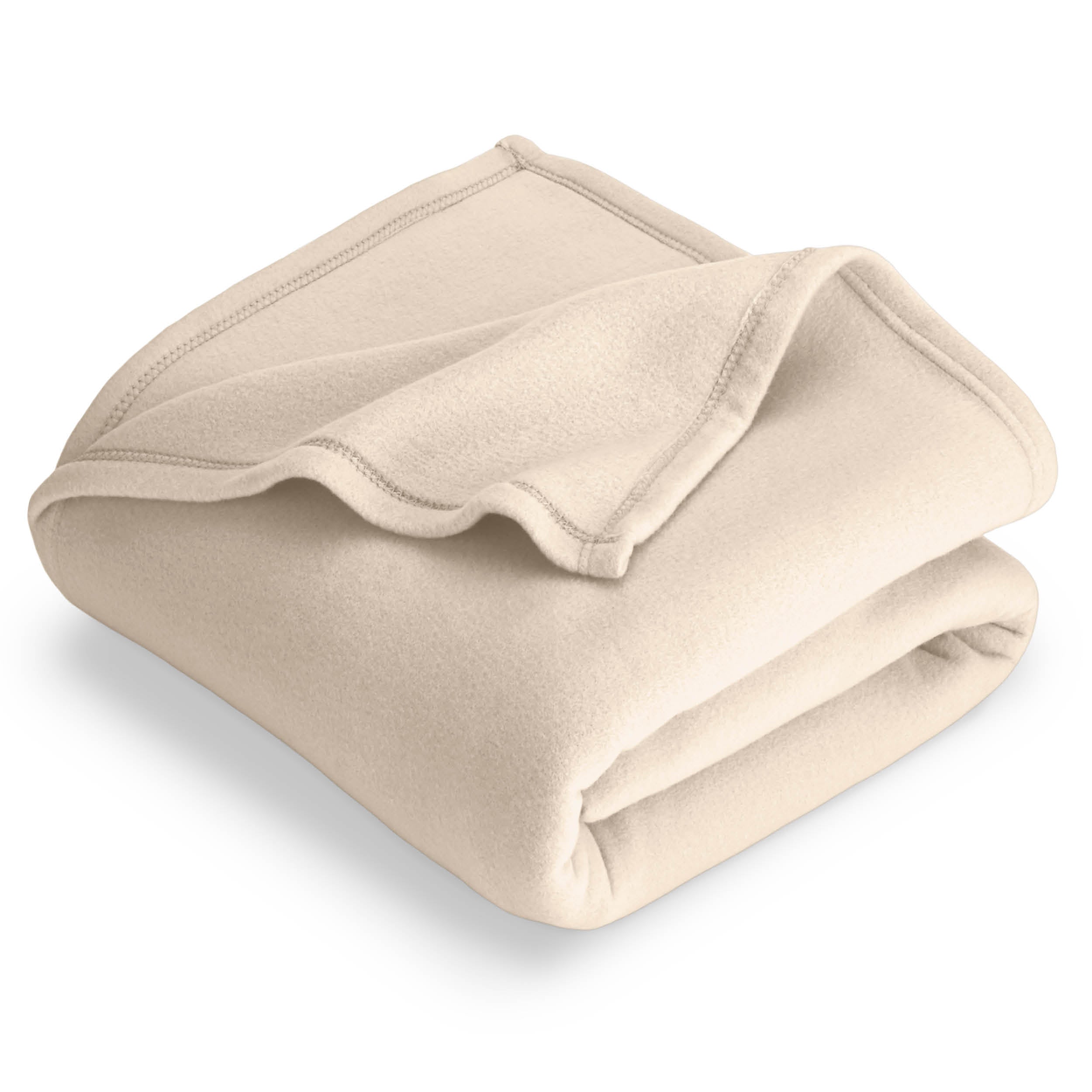 Sand polar fleece blanket folded with 1 corner folded back