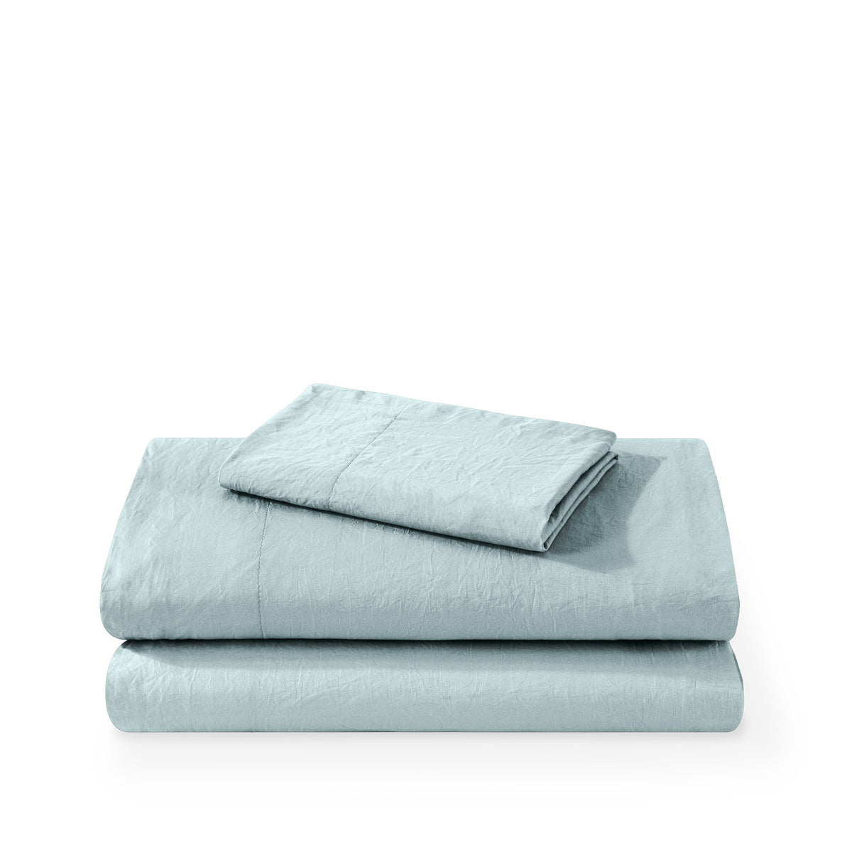 Washed sheet set folded and stacked