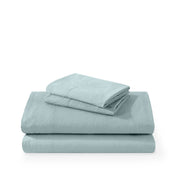 Washed sheet set folded and stacked