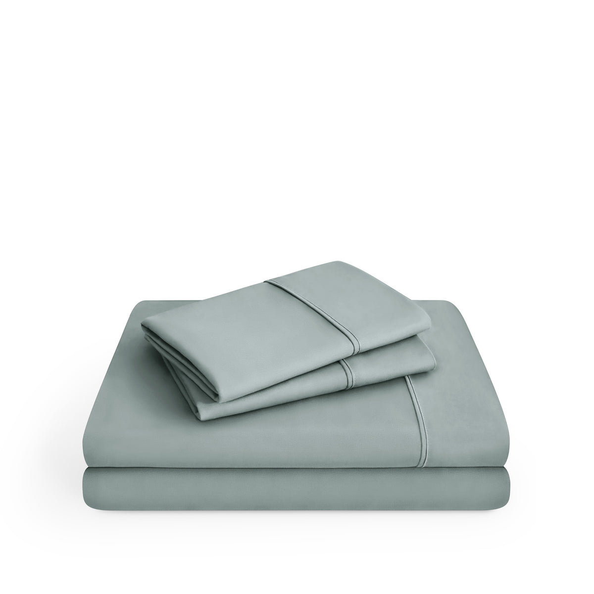 Microfiber sheet set folded and stacked