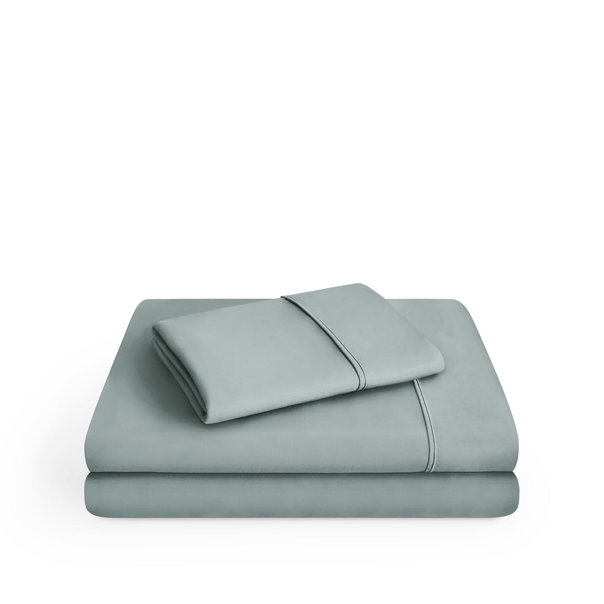 Microfiber sheet set folded and stacked