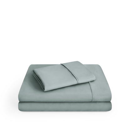 Microfiber sheet set folded and stacked