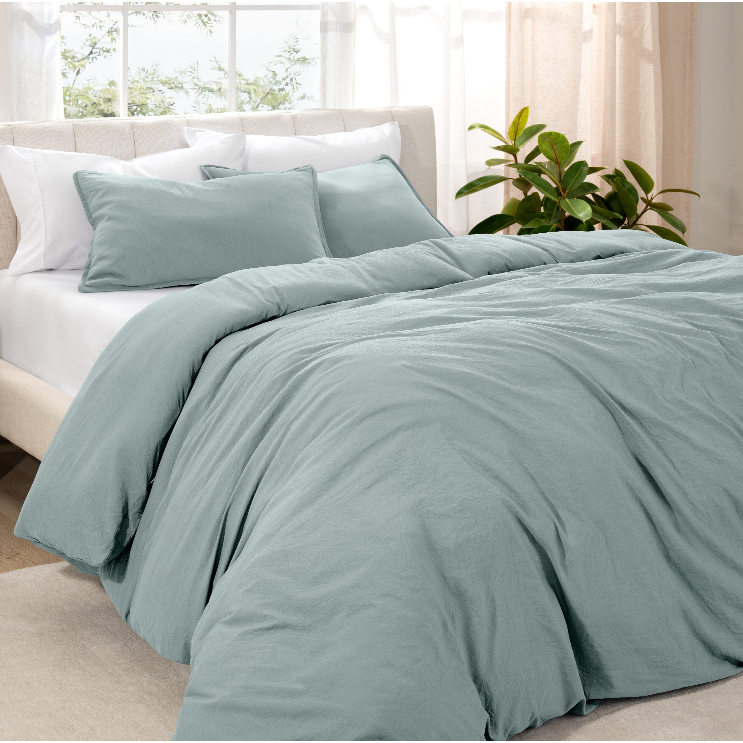 Washed duvet cover set on a bed