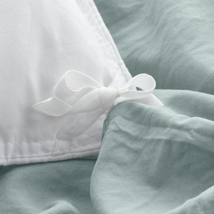 Close-up of a corner tie for a duvet cover