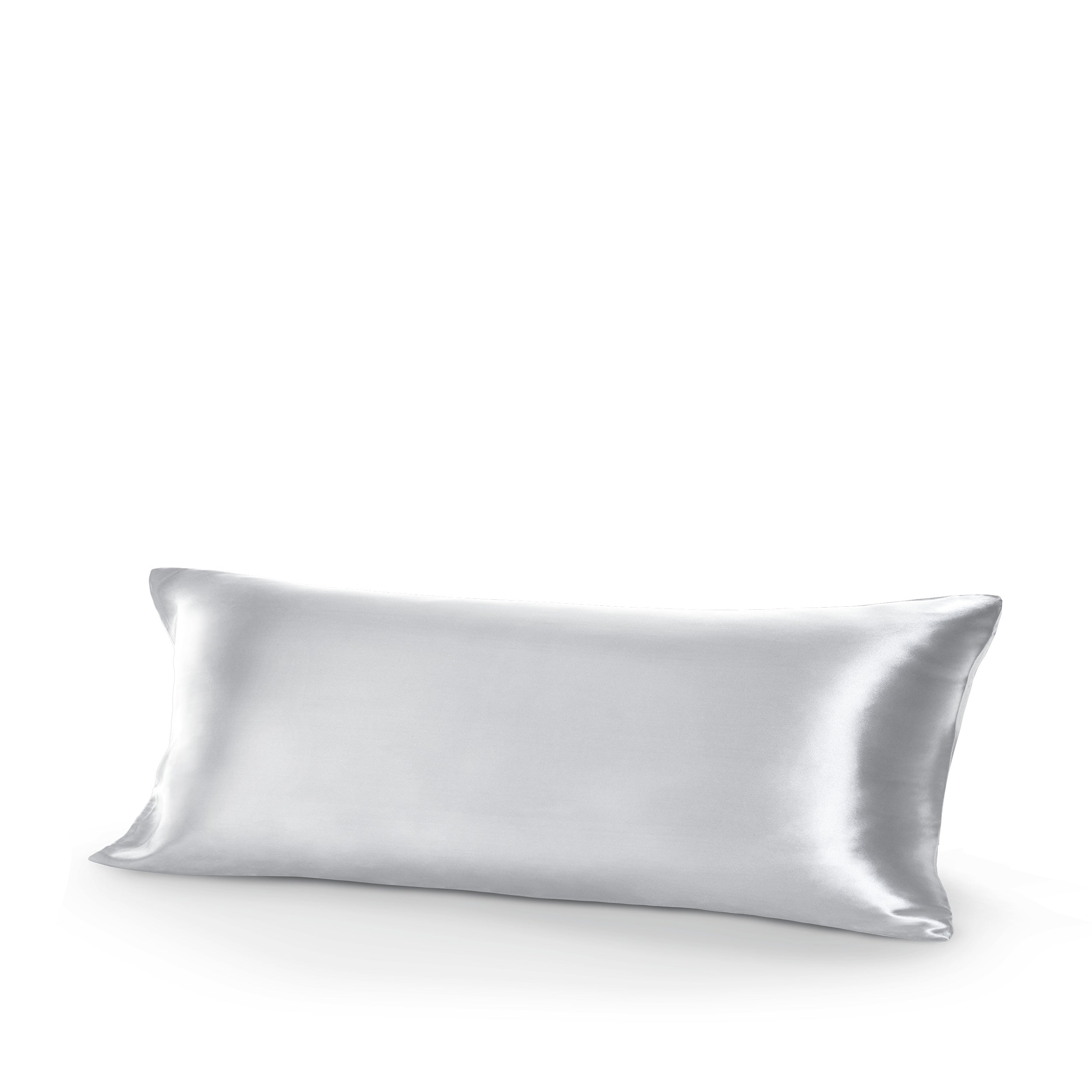 Silver silk pillow on a white background