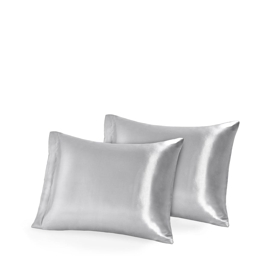 Two mulberry silk pillowcases on pillows