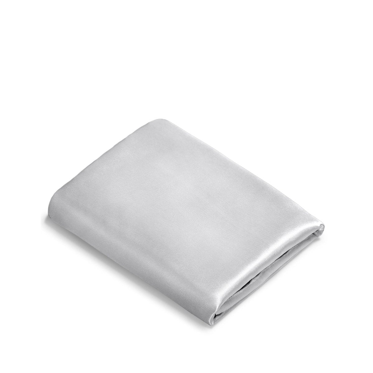 Folded satin pillowcase on a white background