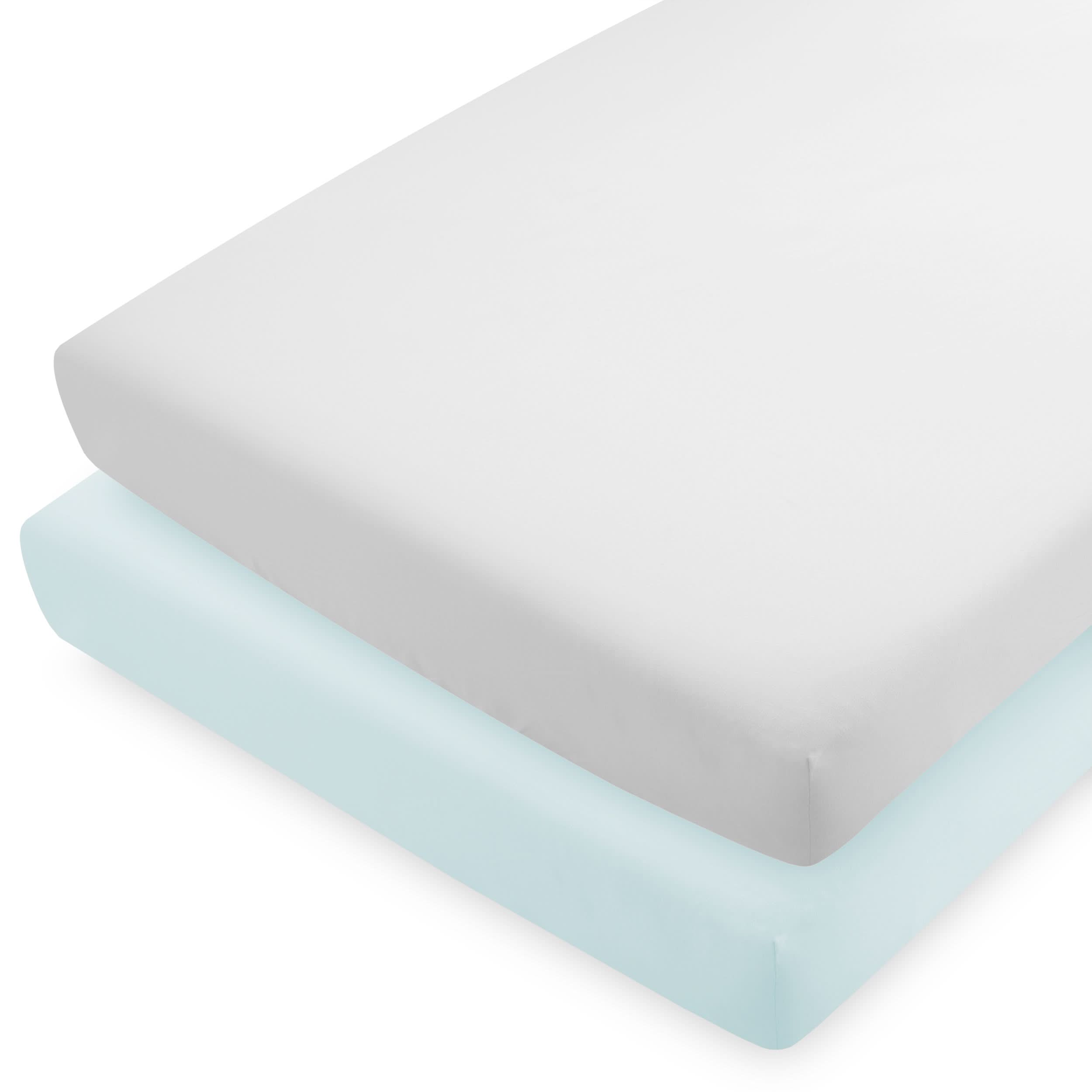 Sky Blue Cloud Grey Microfiber Crib Fitted Sheet  01  5789 2 Pack from Bare Home.