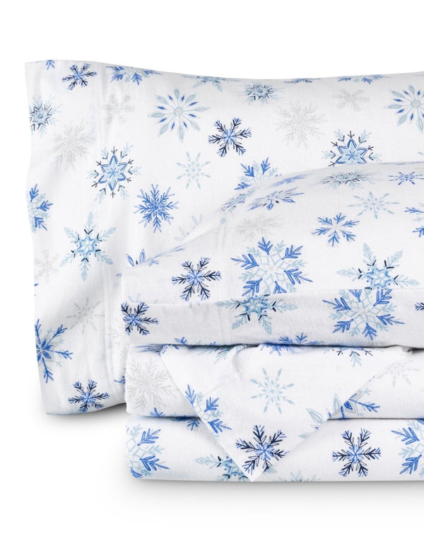 Flannel print sheets folded and stacked