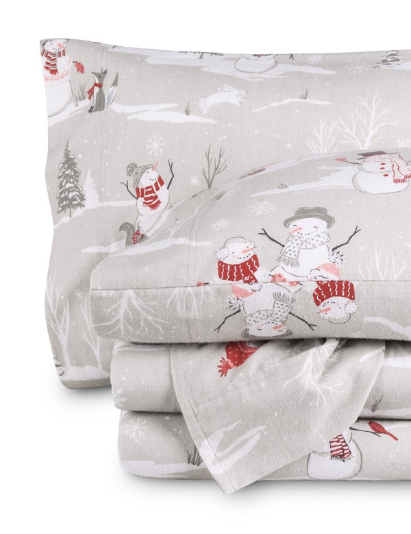 Flannel print sheets folded and stacked