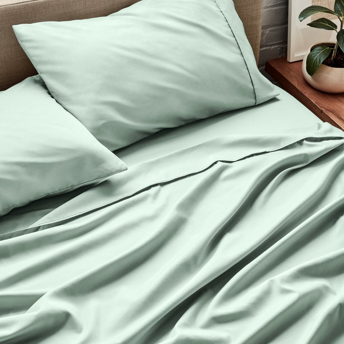 Close up of ultra-soft sheets on a bed