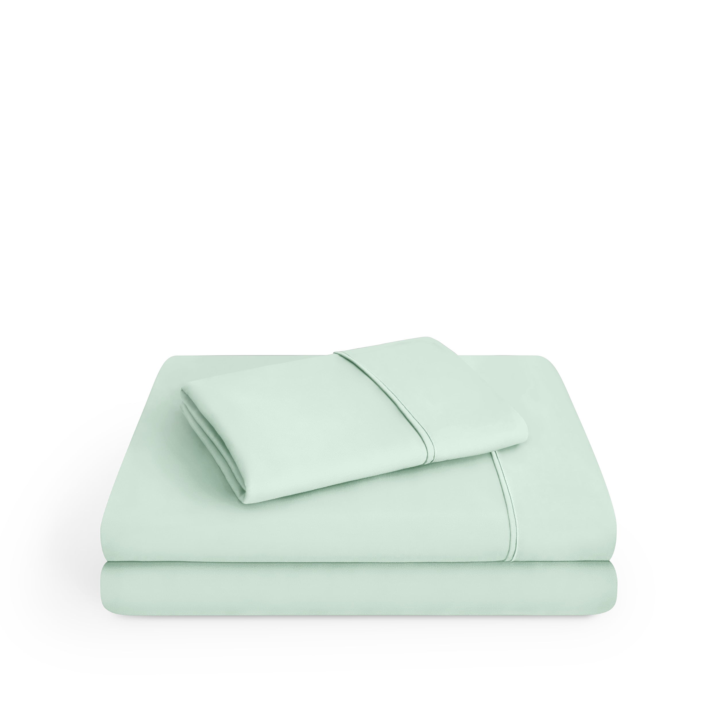 Microfiber sheet set folded and stacked