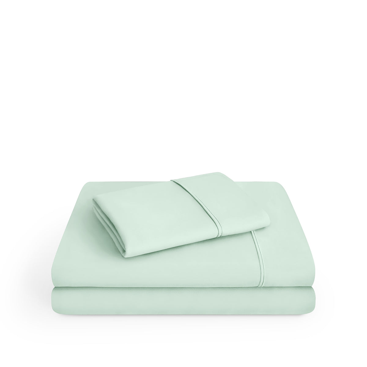 Microfiber sheet set folded and stacked