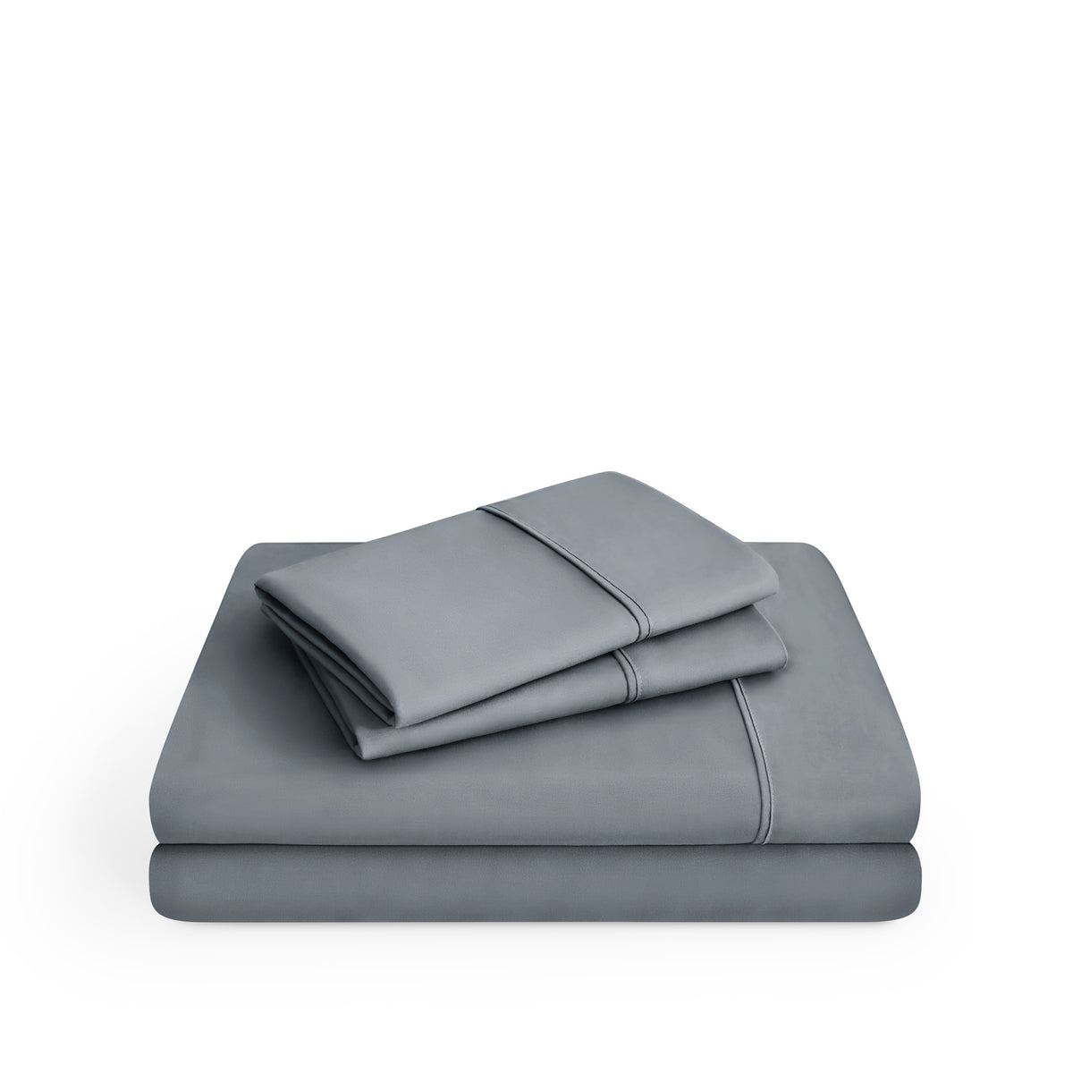 Microfiber sheet set folded and stacked