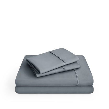 Microfiber sheet set folded and stacked