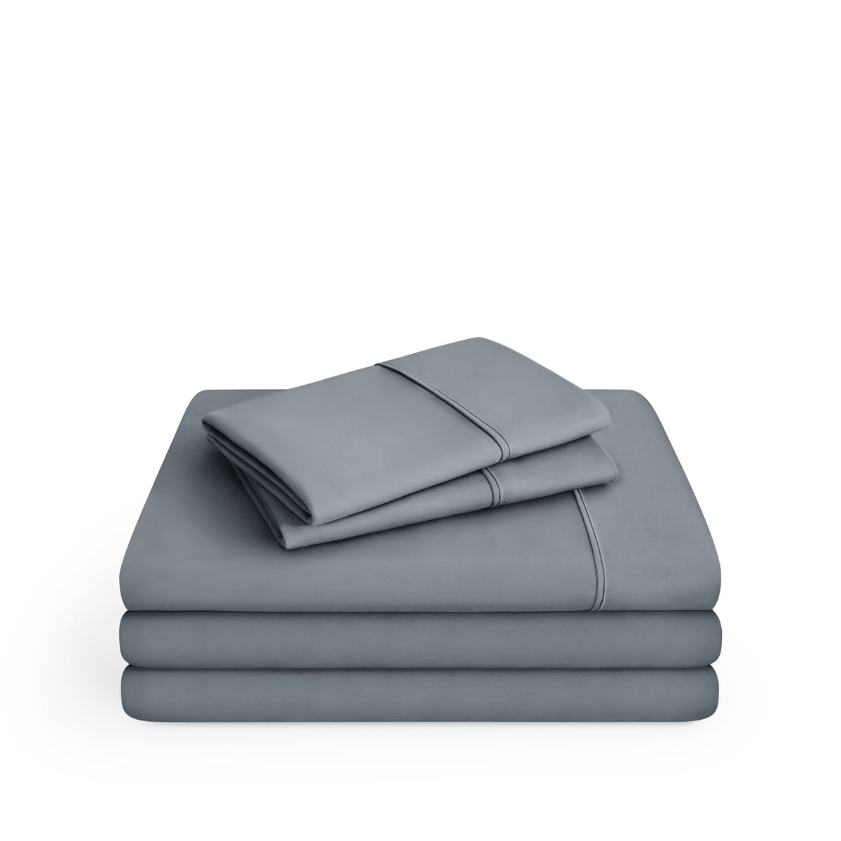 Microfiber sheet set folded and stacked