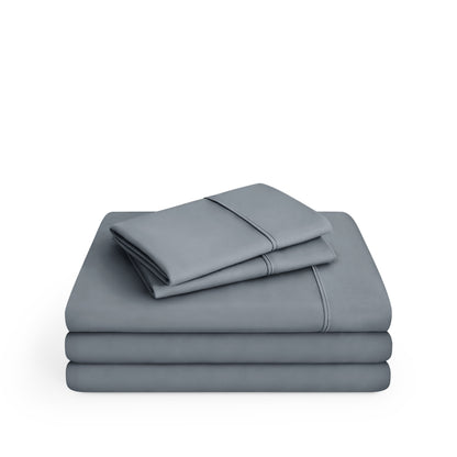 Microfiber sheet set folded and stacked