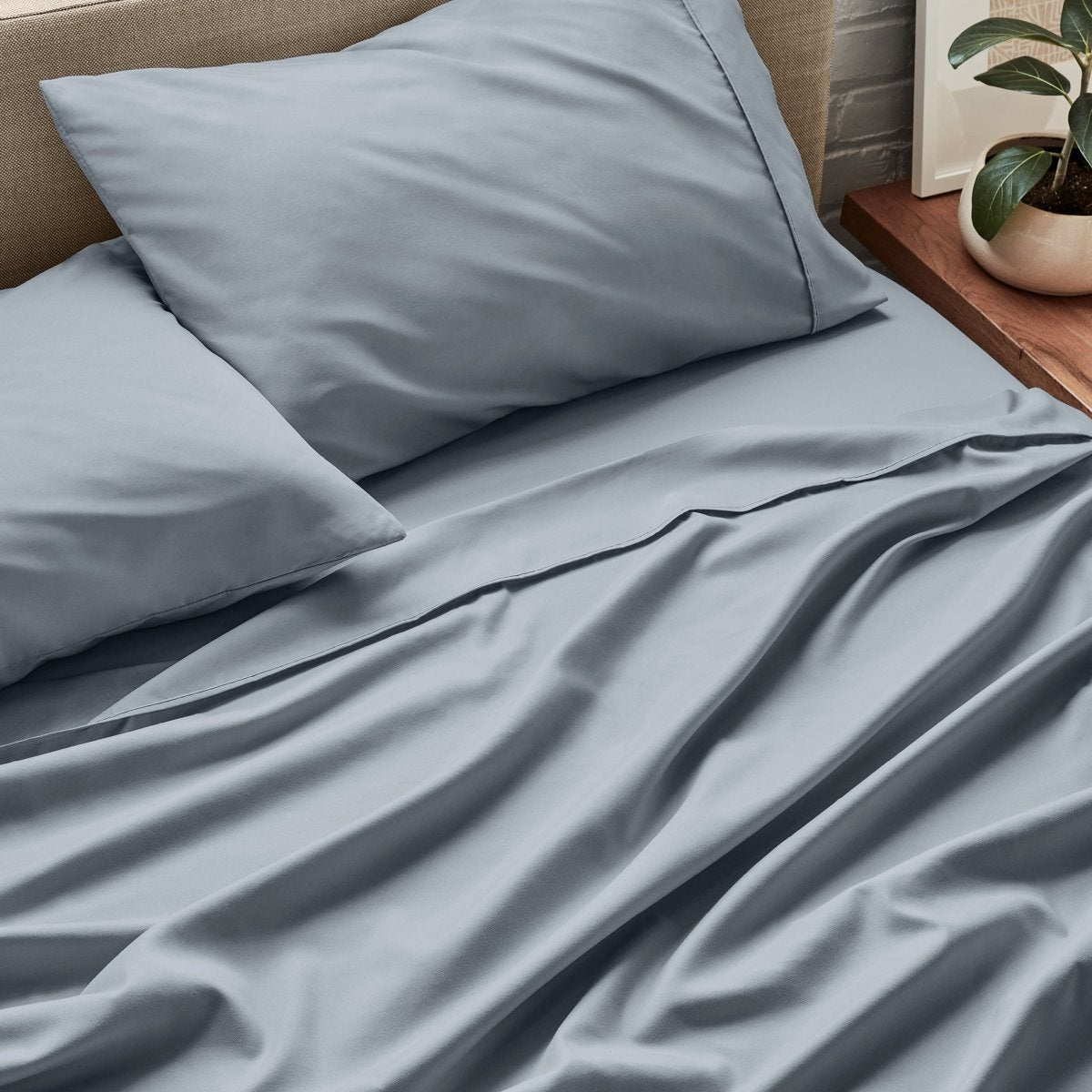 Close up of ultra-soft sheets on a bed
