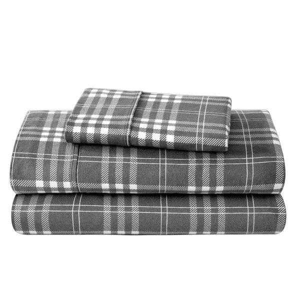 A neatly arranged set of flannel sheets