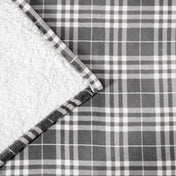 Close-up of both sides of a printed sherpa blanket