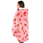 Person wearing a hooded blanket on a white background