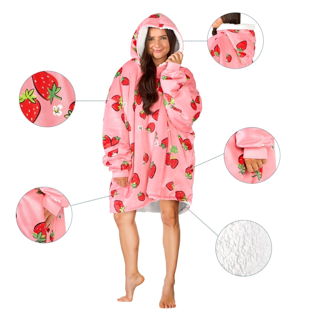Person wearing a Bare Homey with close-up inserts on a white background