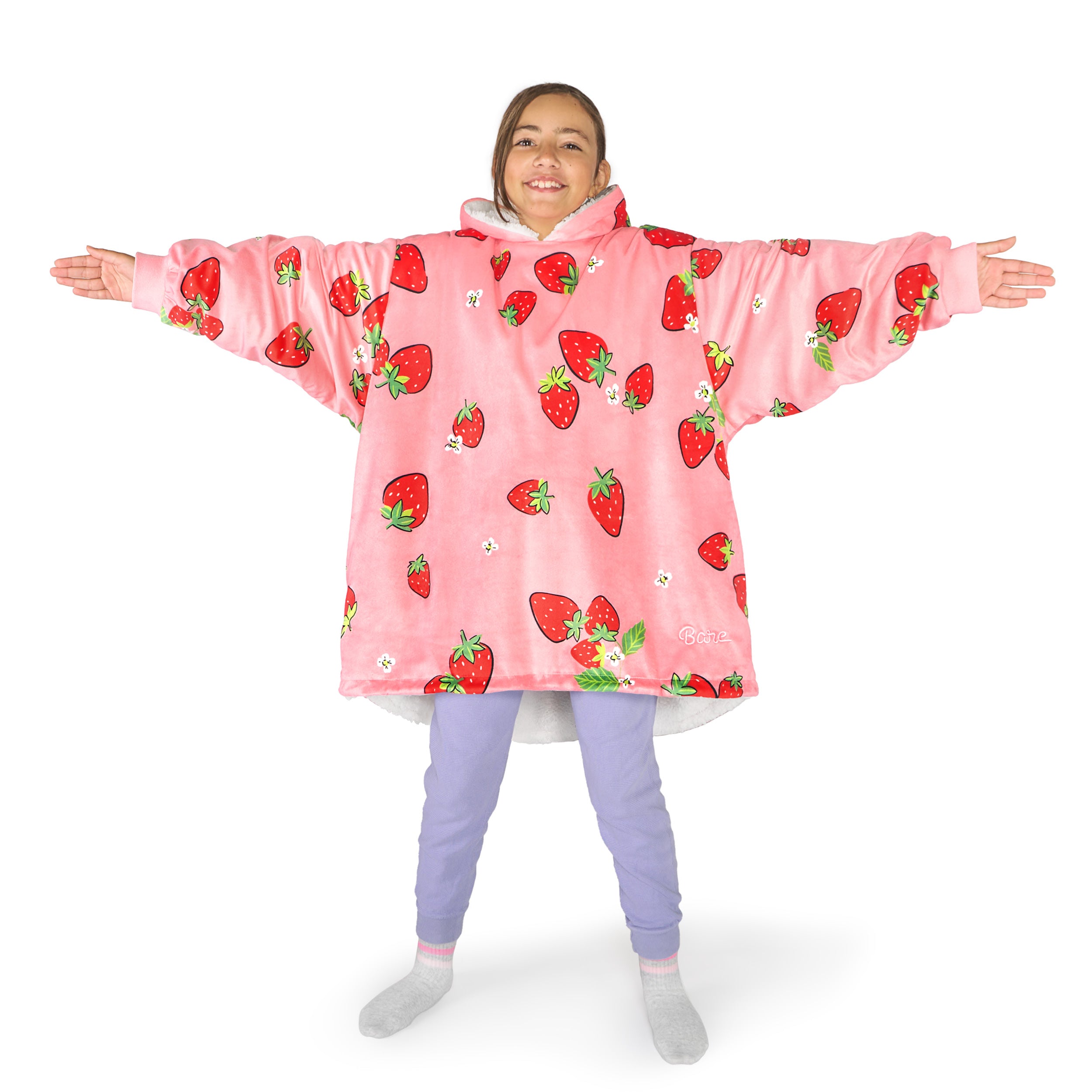 A child wearing a hooded blanket