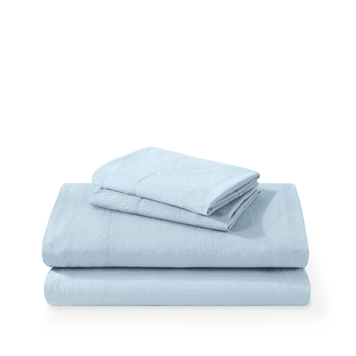 Washed sheet set folded and stacked