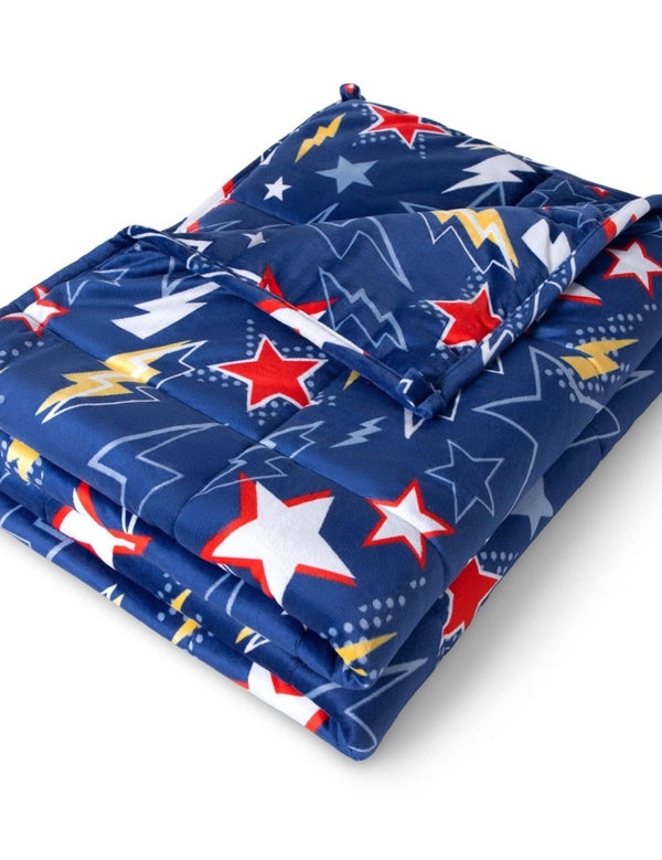 A minky weighted blanket folded neatly on a white background.
