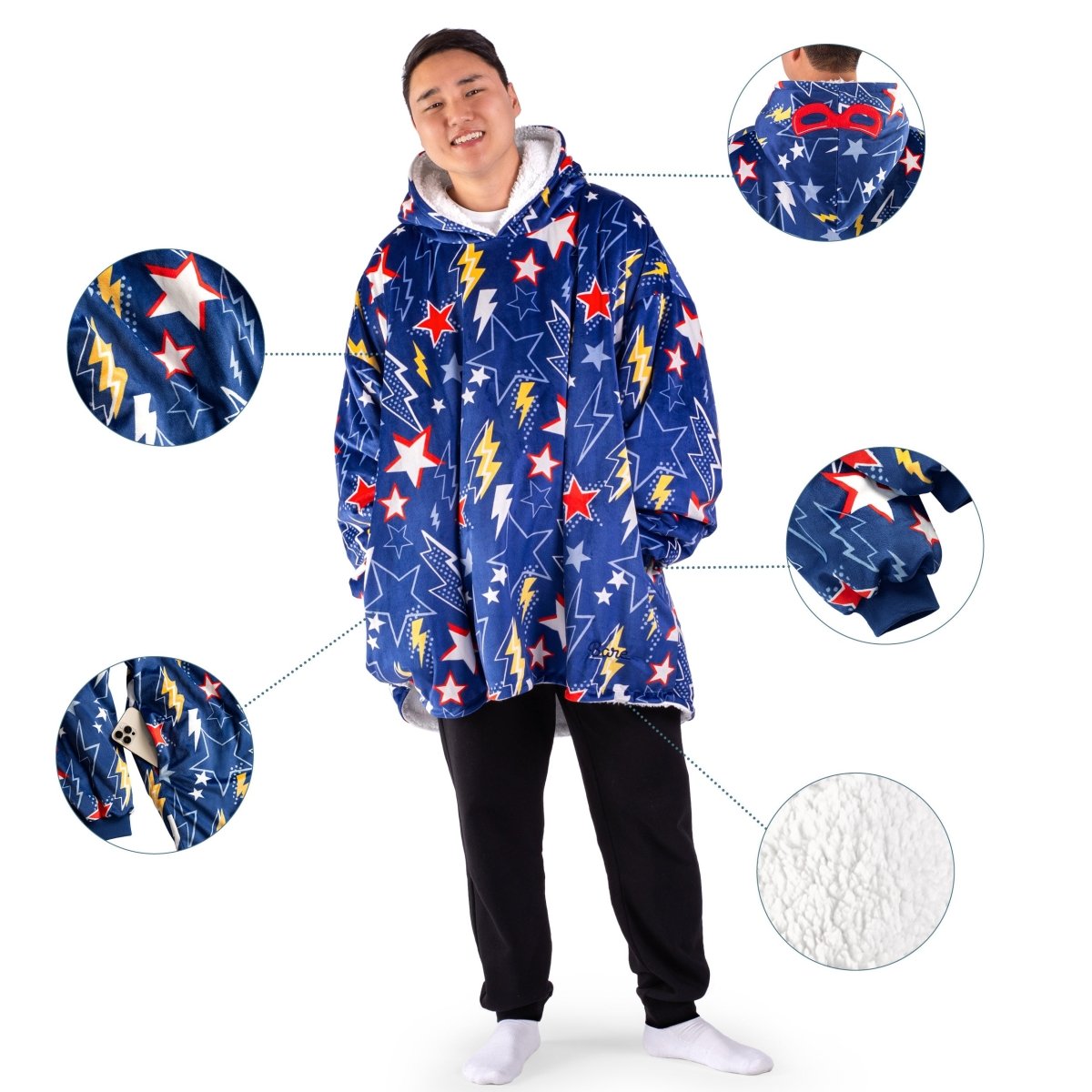 Person wearing a Bare Homey with close-up inserts on a white background