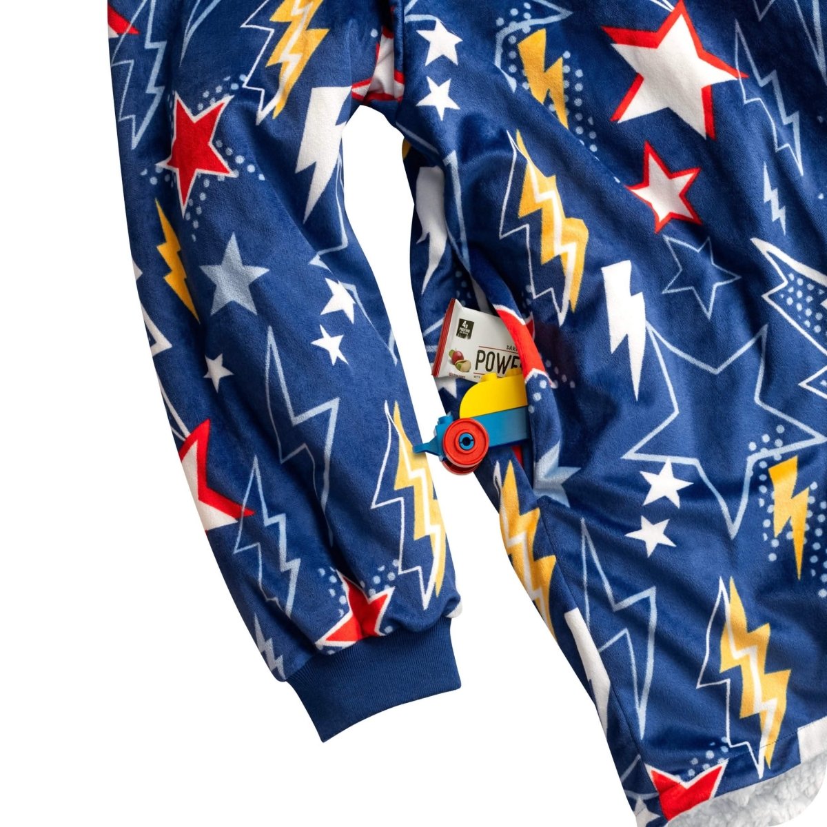 Close up of the pocket of a wearable blanket