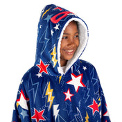 A youth wearable blanket on a child