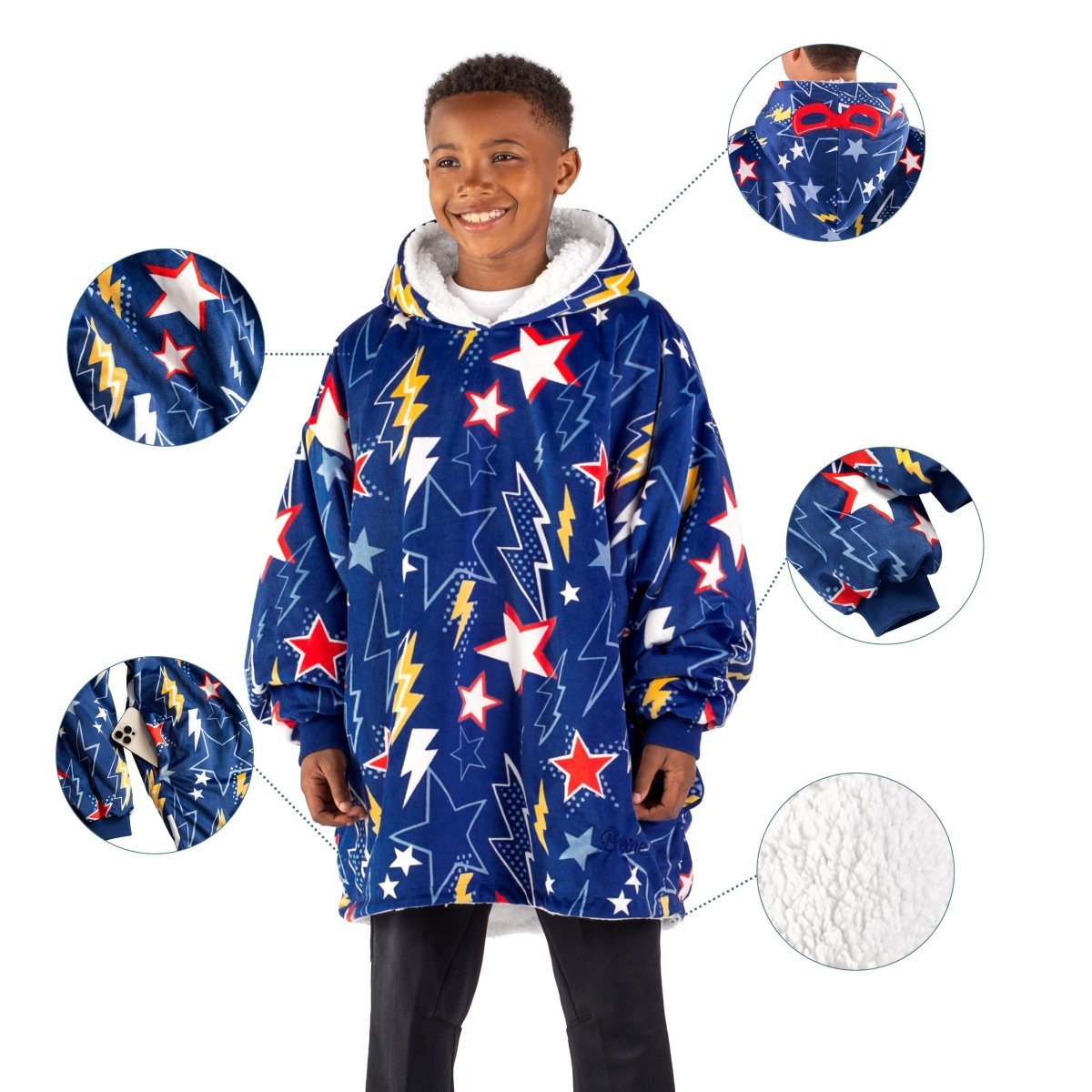 Person wearing a Bare Homey with close-up inserts on a white background