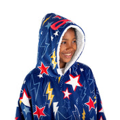 Child wearing a Bare Home wearable blanket