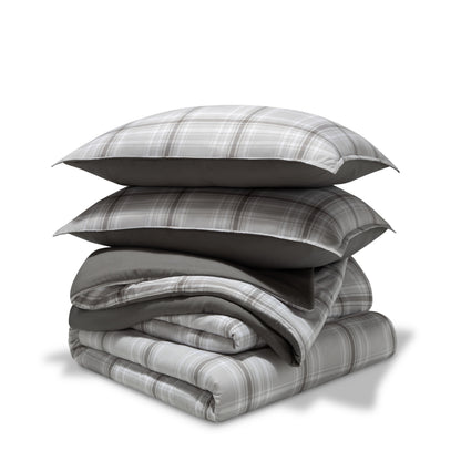 Comforter set stacked on a white background