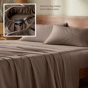 Close-up of bamboo sheet set fabric