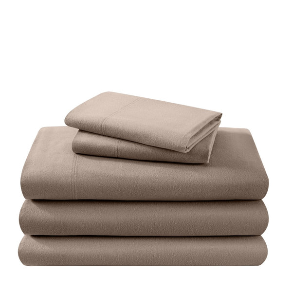 A neatly arranged set of flannel sheets