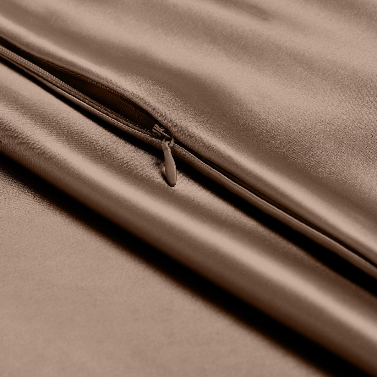 Close-up of pillowcase with zipper closure