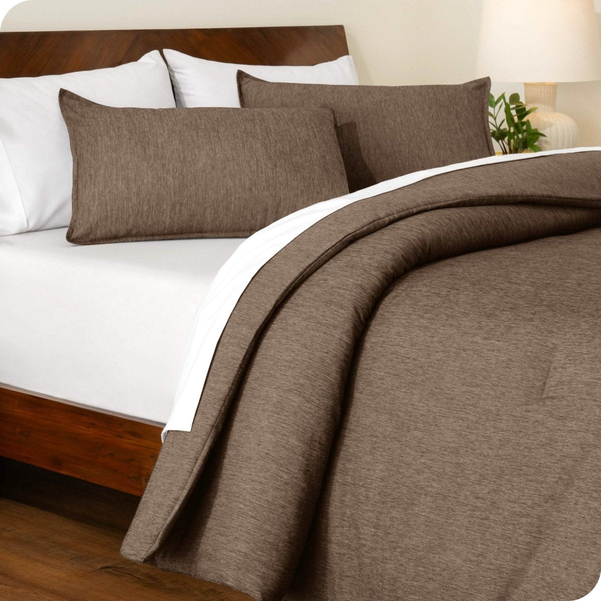 A comforter set on a bed