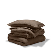Comforter set stacked on a white background