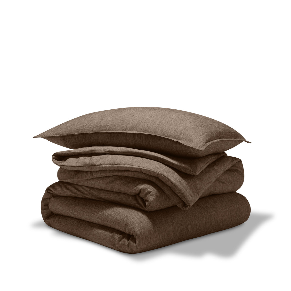 Comforter set stacked on a white background