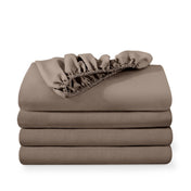 4 ultra soft fitted sheets folded and stacked