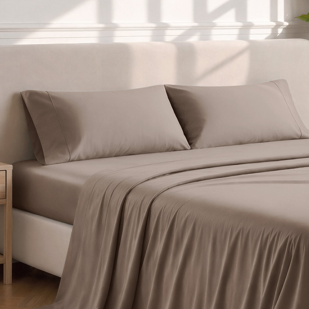 Matching sheets and pillowcases on a bed