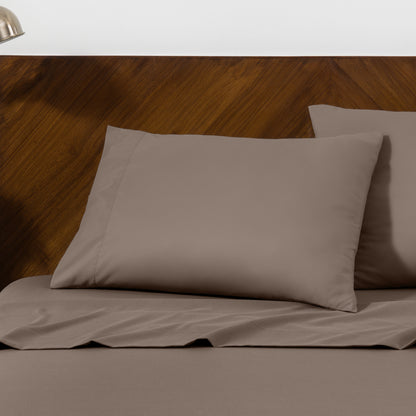 Close up of pillowcases on a bed