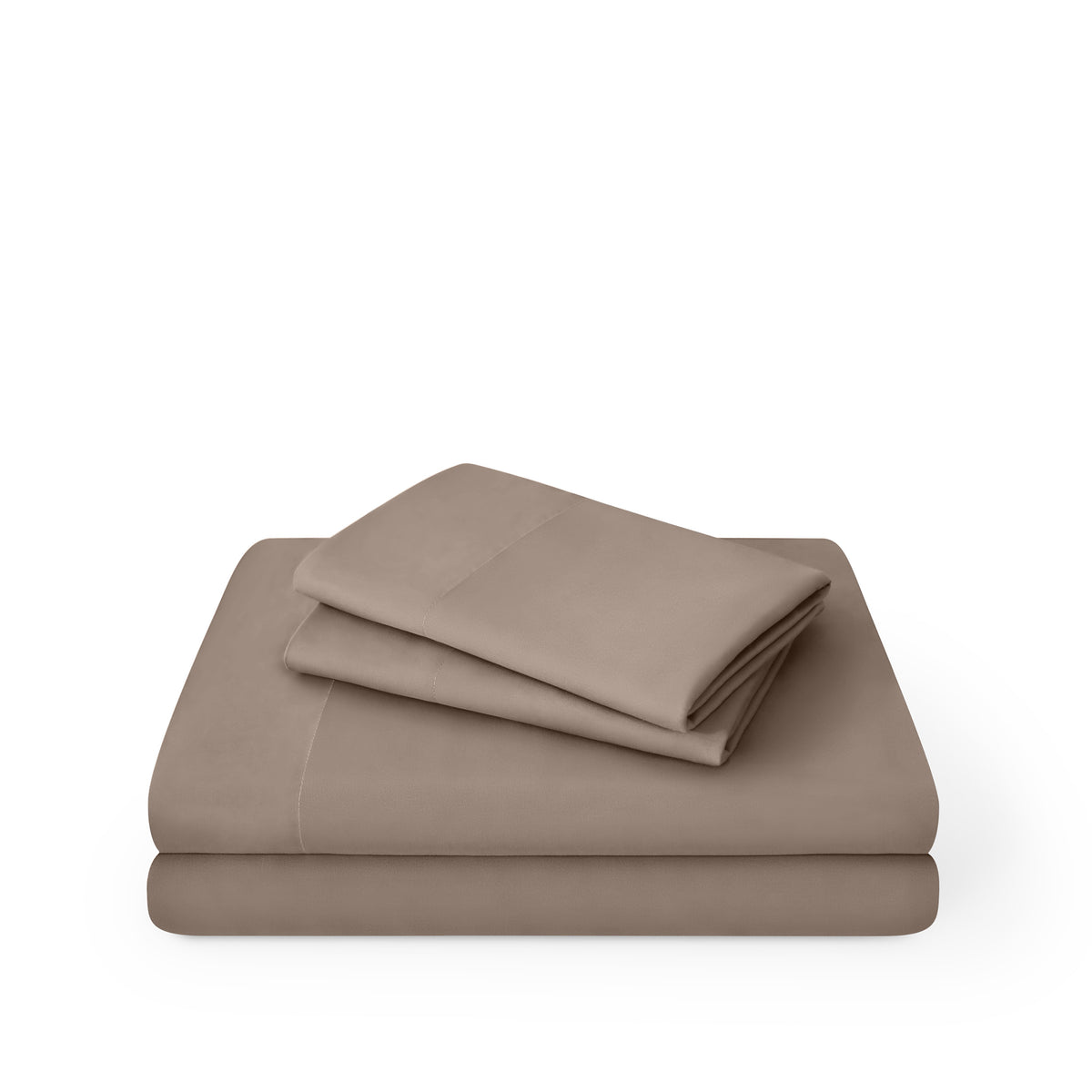 Microfiber sheet set folded and stacked on a white background