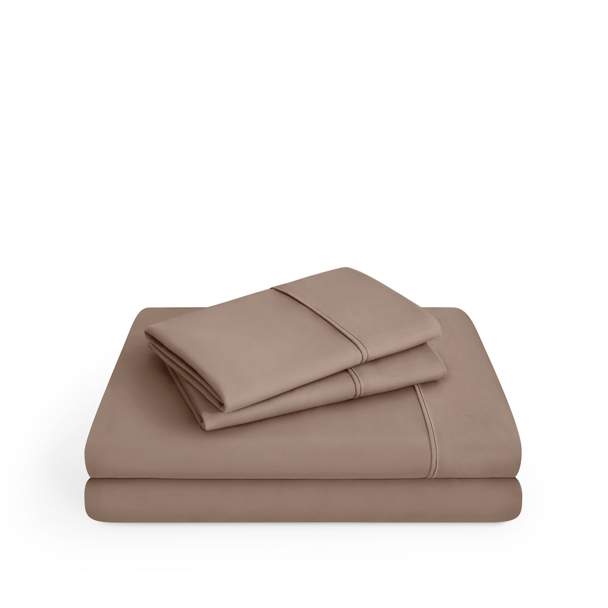 Microfiber sheet set folded and stacked